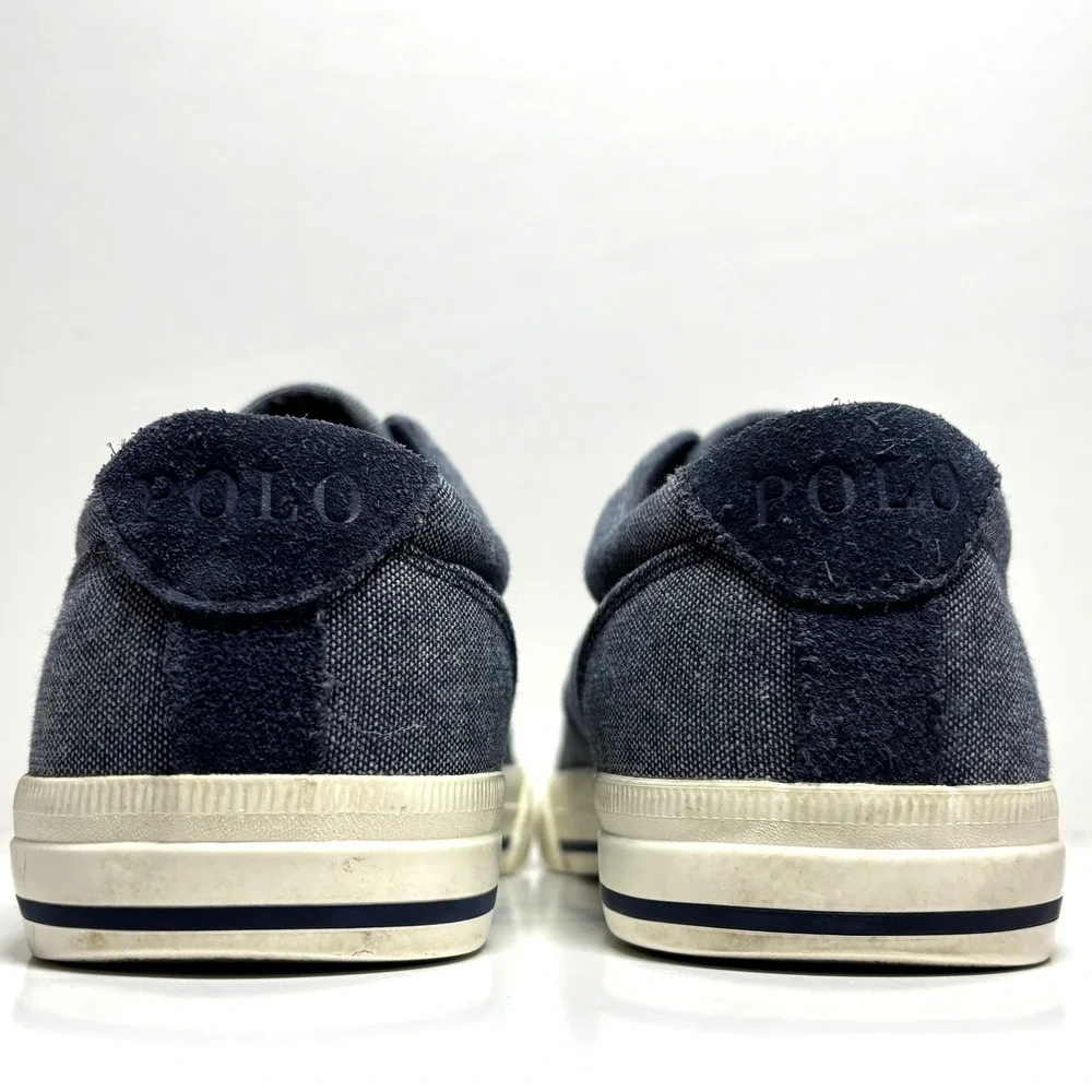 Polo Ralph Lauren Men 10 Vaughn Denim Blue Chambray Preppy Tennis Shoes Sneakers